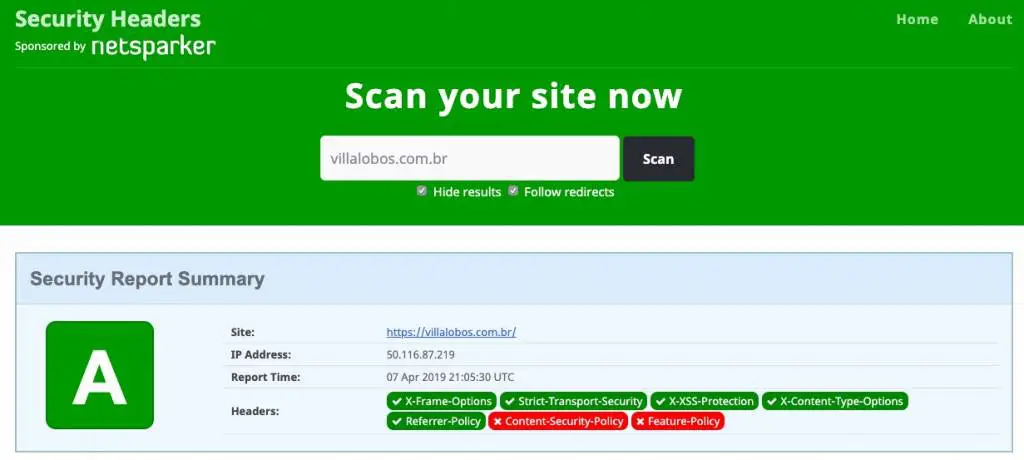 Acelerando seu site WordPress 4 Security Headers nota A